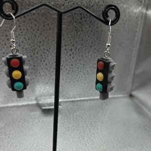 Earrings, Traffic Light with Colorful Signals NWOT